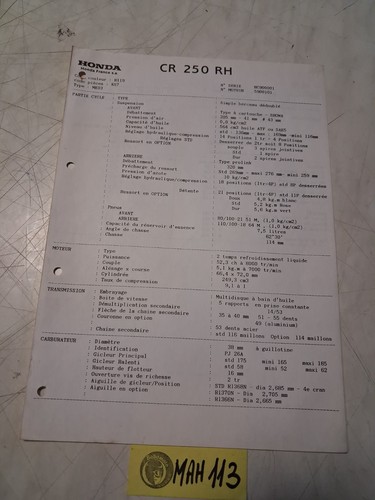 Honda moto cr250r type - moto, h